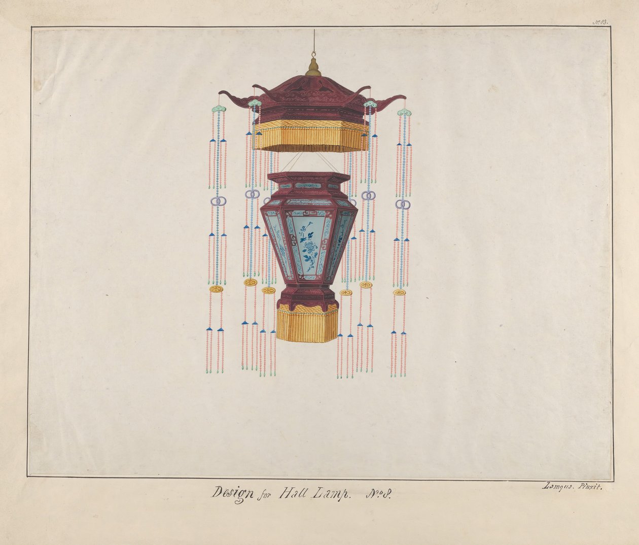 Teremlámpa tervezése, kb. 1800-1810. alkotó: Lamqua