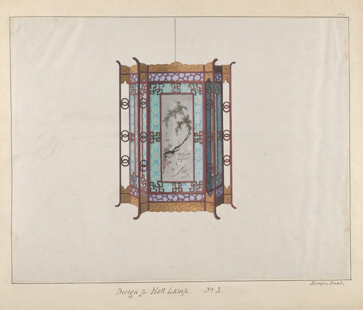 Teremlámpa tervezése, kb. 1800-1810 . alkotó: Lamqua