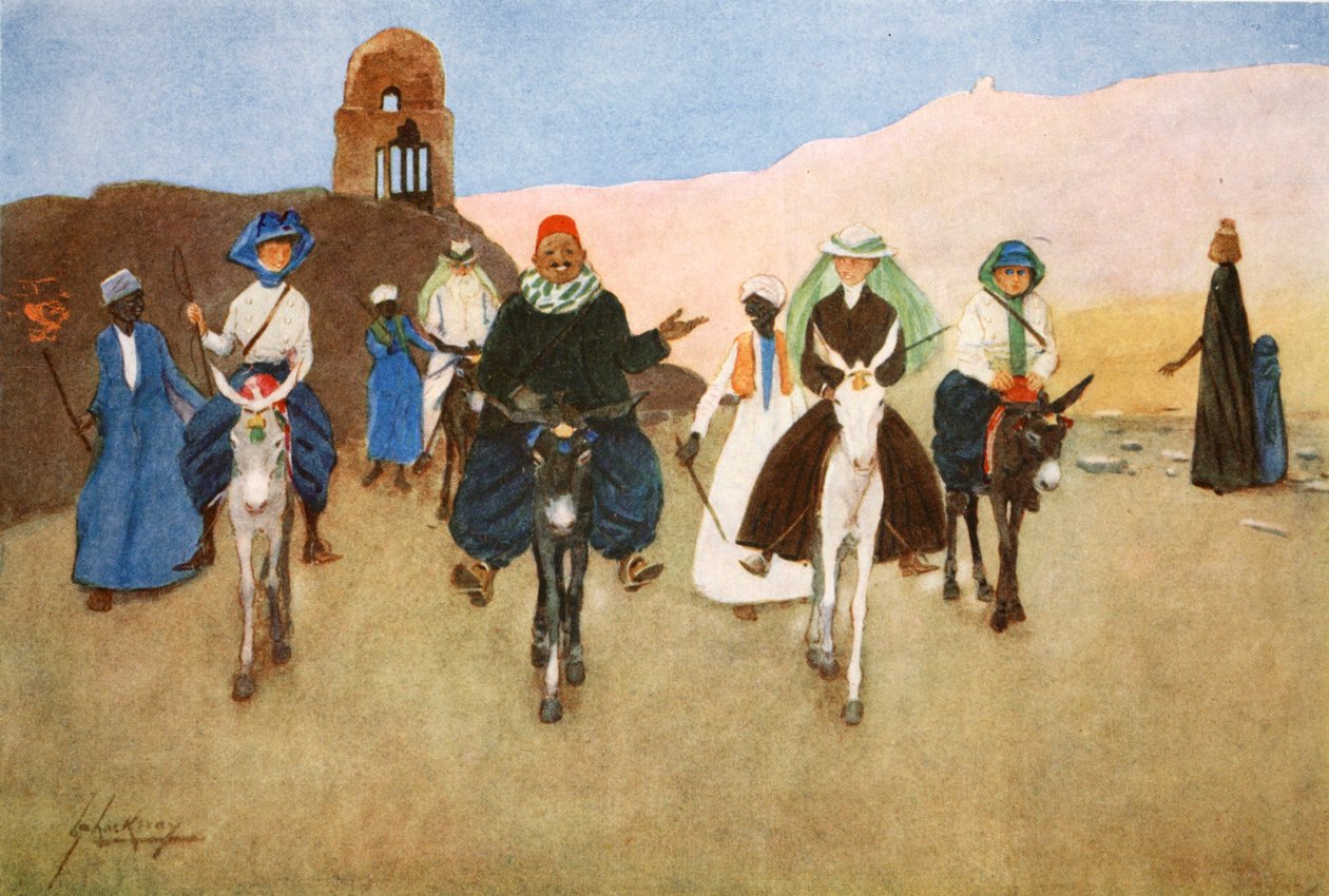 A Women Ride Astride, „The Light Side of Egypt”, 1908 alkotó: Lance Thackeray