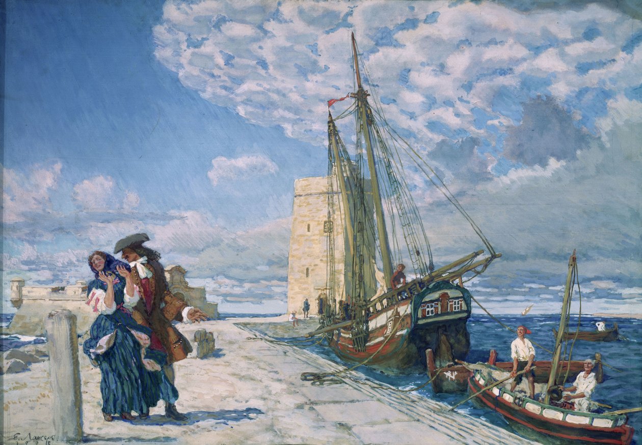 Séta a móló sétányon, 1908 alkotó: Lanceray