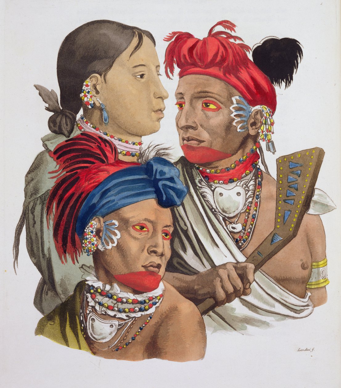 Az Osagi nemzet népe, Jules Ferrario „Le Costume Ancien et Moderne” című könyvéből, az 1820-as és 30-as évek körül megjelent alkotó: Landini