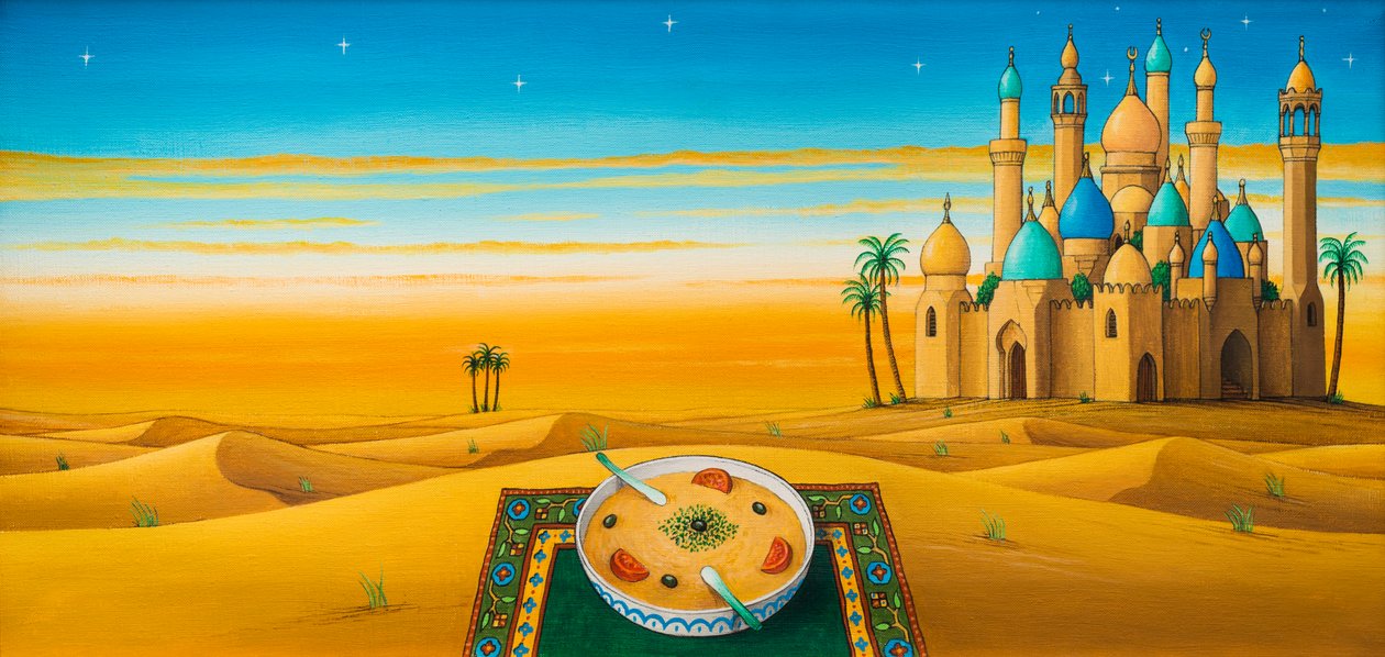Hummus a homokon, 1992 (akril) alkotó: Larry Smart