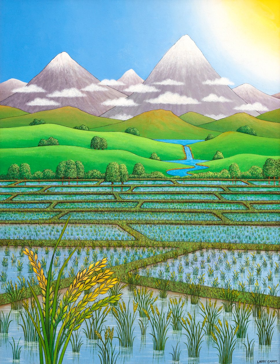 Japán rizsföld, 1997 (akril) alkotó: Larry Smart