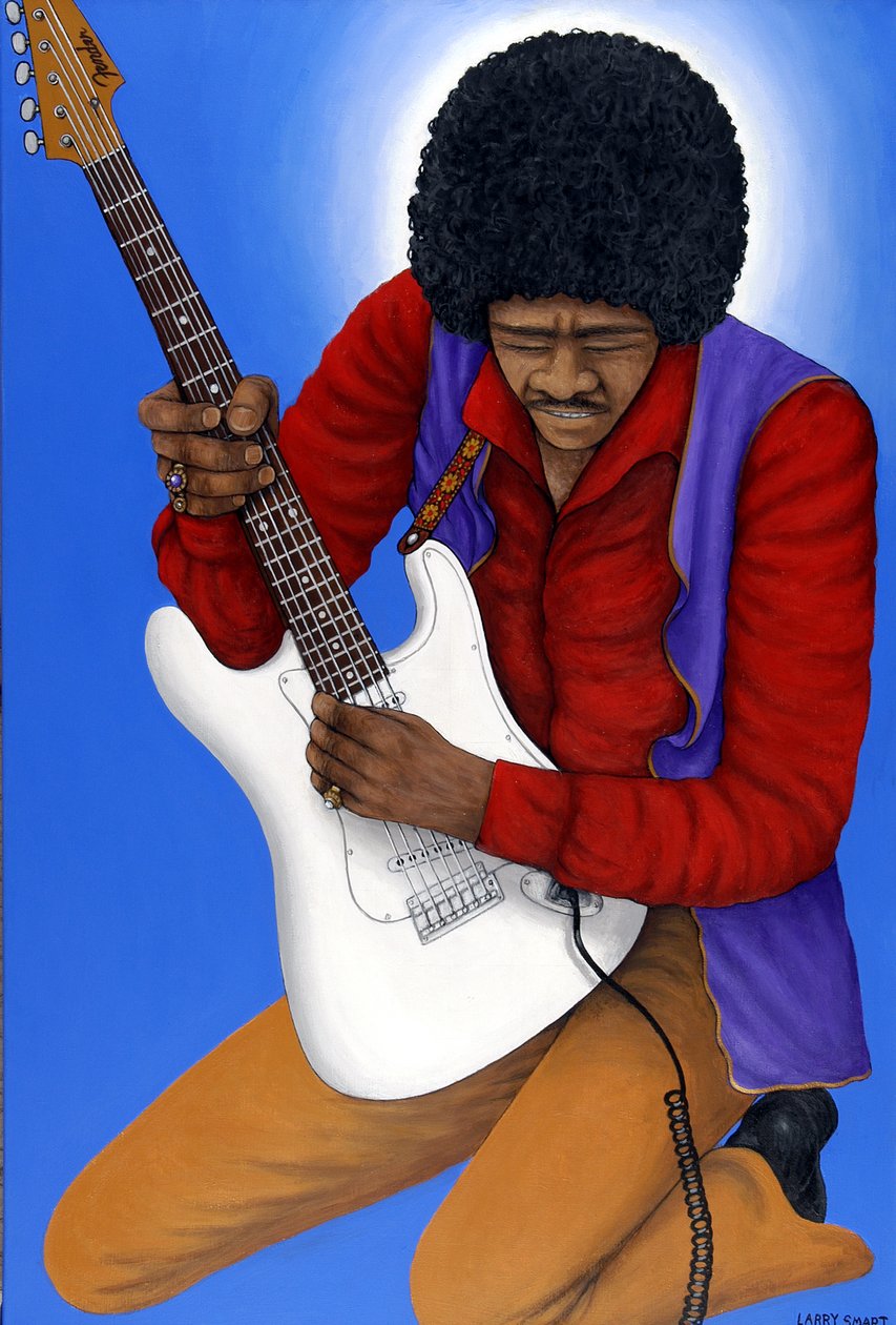 Jimi Hendrix (1942-70) (akril vászonra) alkotó: Larry Smart