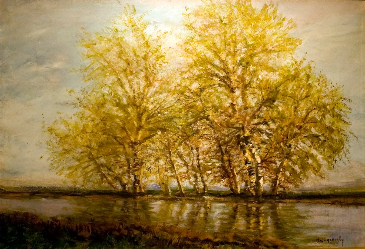 Koratavasz Fak a vizpartonnEnglish: Early_spring_Trees_at_the__Waterfrontn alkotó: Laszlo Mednyanszky