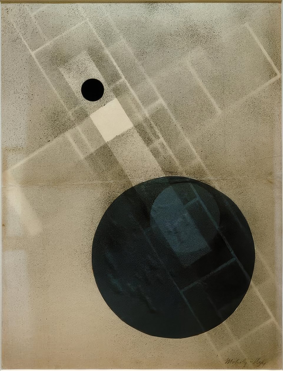 Festékszóró kék koronggal alkotó: Laszlo Moholy Nagy