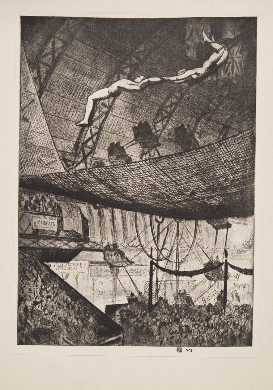 Akrobaták, kocsma. 1925. alkotó: Laura Knight
