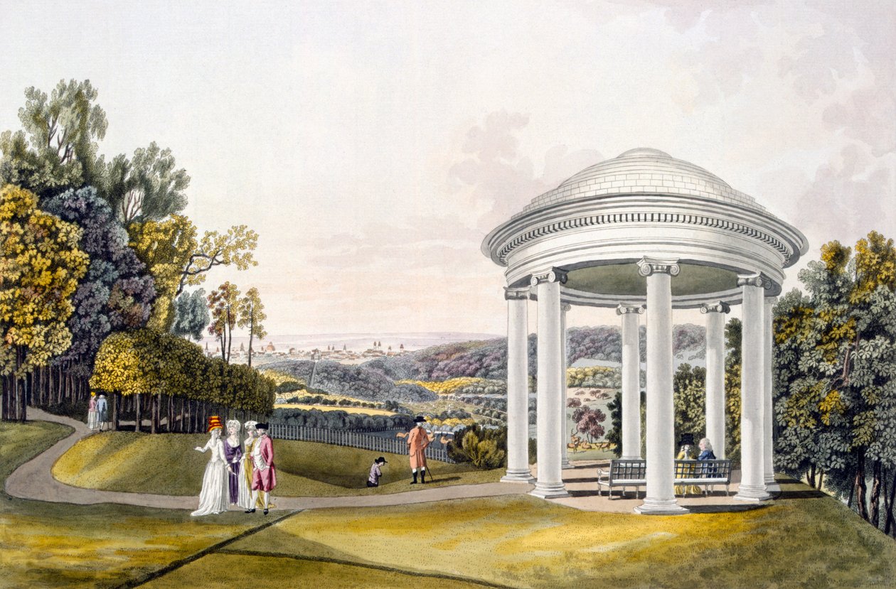 Kilátás a Neu-Waldeg-i parkra, Dornbach, Bécs, 1792 alkotó: Laurenz Janscha