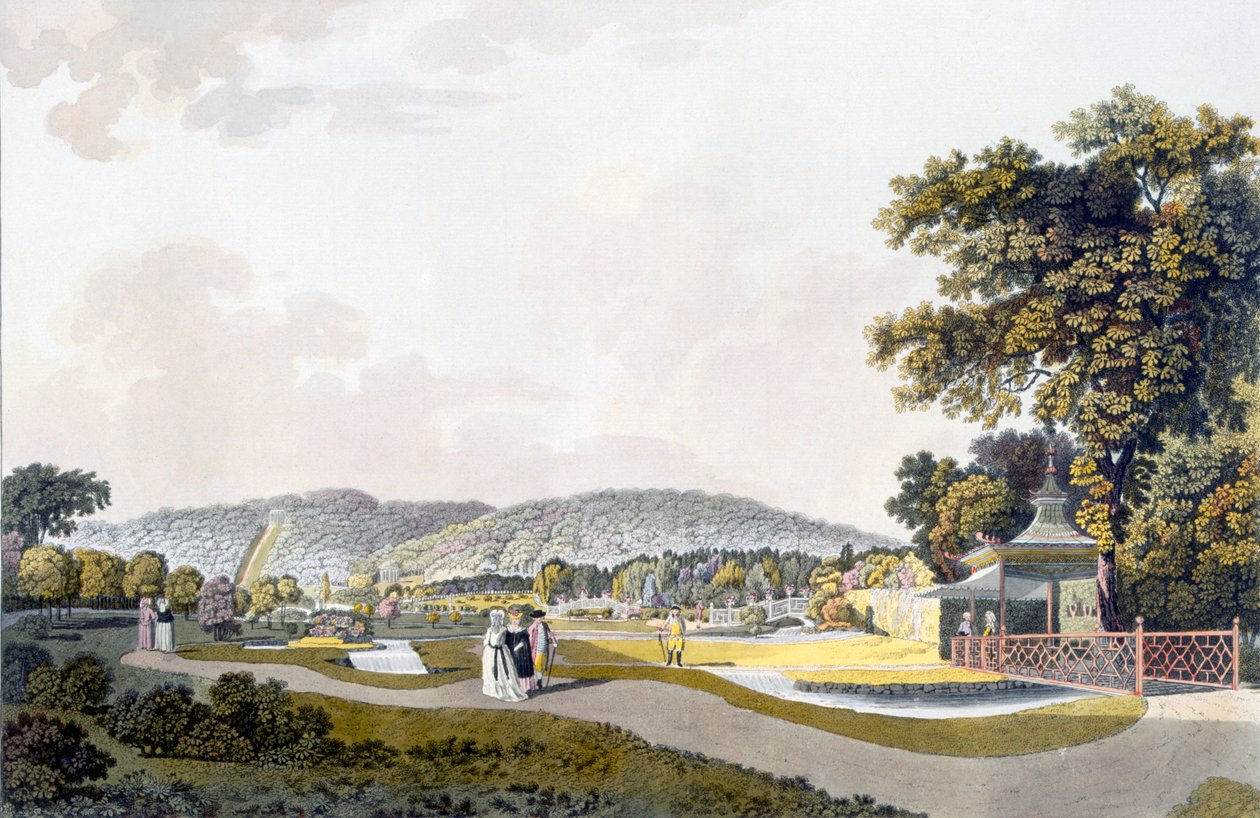 Kilátás a Neu-Waldeg-i parkra, Dornbach, Bécs, 1792 alkotó: Laurenz Janscha