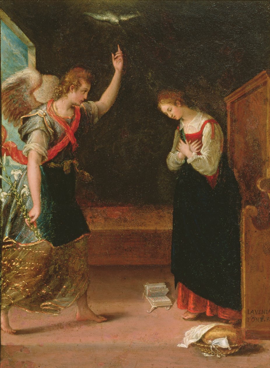 Annunciáció (olaj, réz) alkotó: Lavinia Fontana
