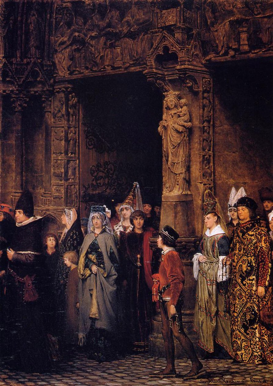 Kilépés a templomból a tizenötödik században, 1864 alkotó: Lawrence Alma Tadema