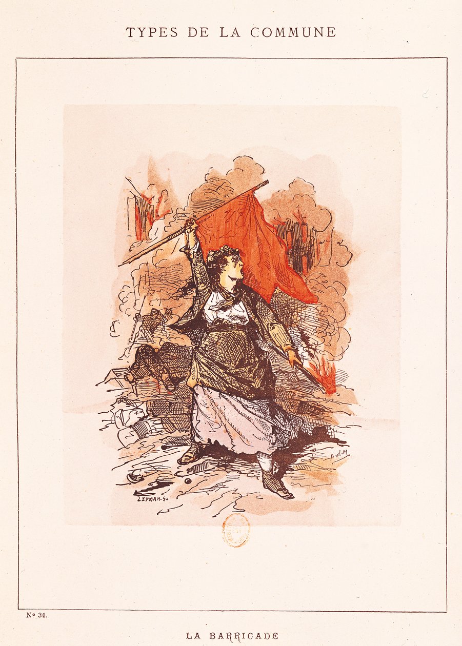 A Barikád, 34. sz. a „Types de la Commune”-ból, 1871 alkotó: Lefman