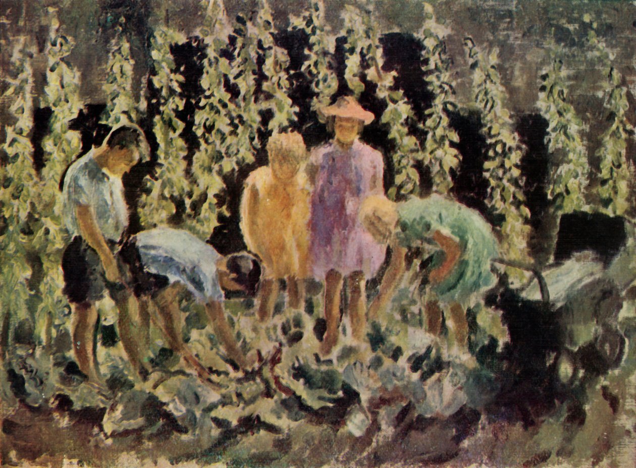 „Káposztát termesztő evakuáltak”, 1940, 1943. alkotó: Leila Faithfull