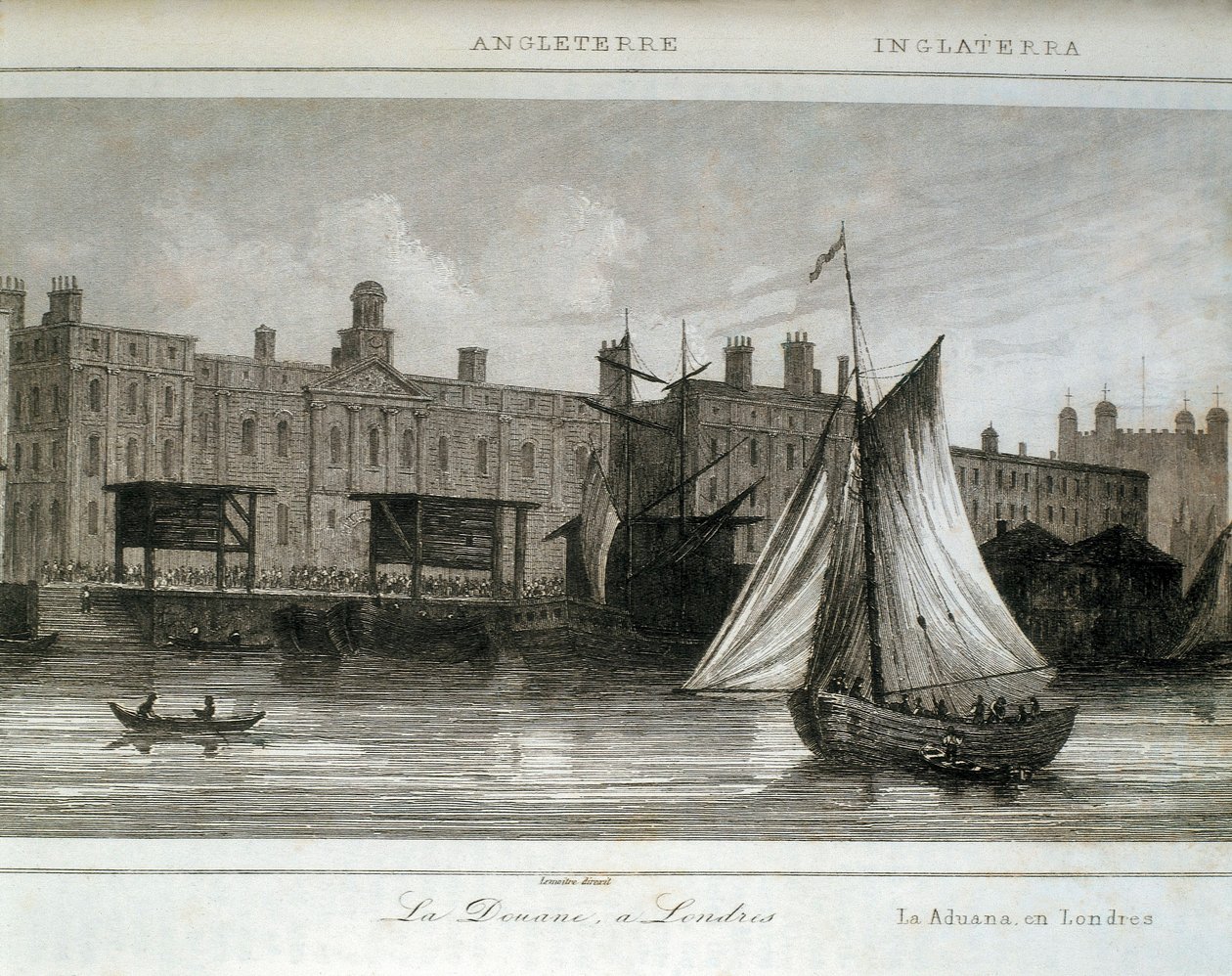 Londoni vám a Temze folyón, Anglia (metszet) alkotó: Lemaitre