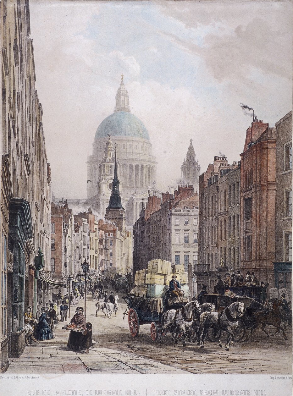 Fleet Street, London, 1850 alkotó: Lemercier