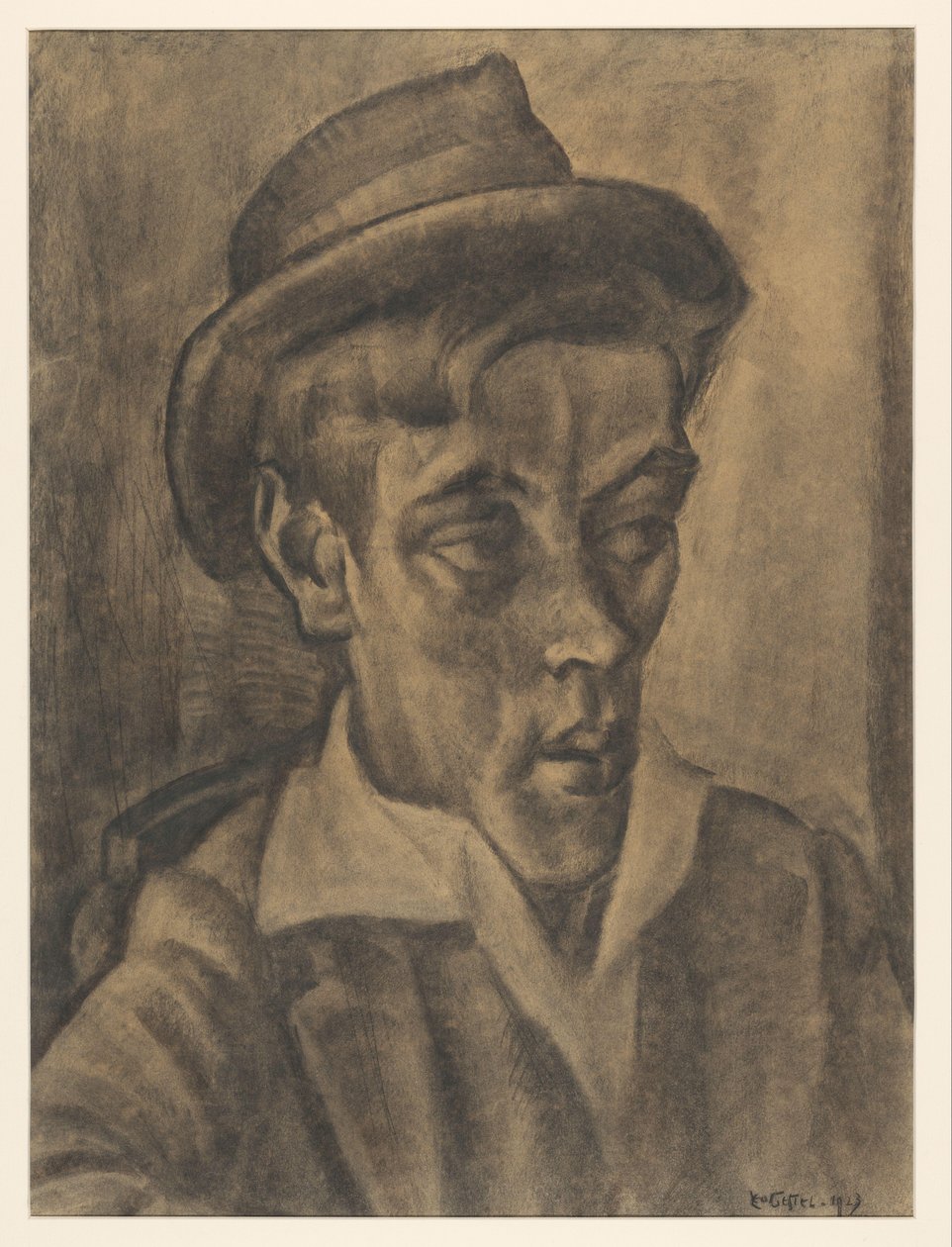 Kalapos férfi mellszobra alkotó: Leo Gestel