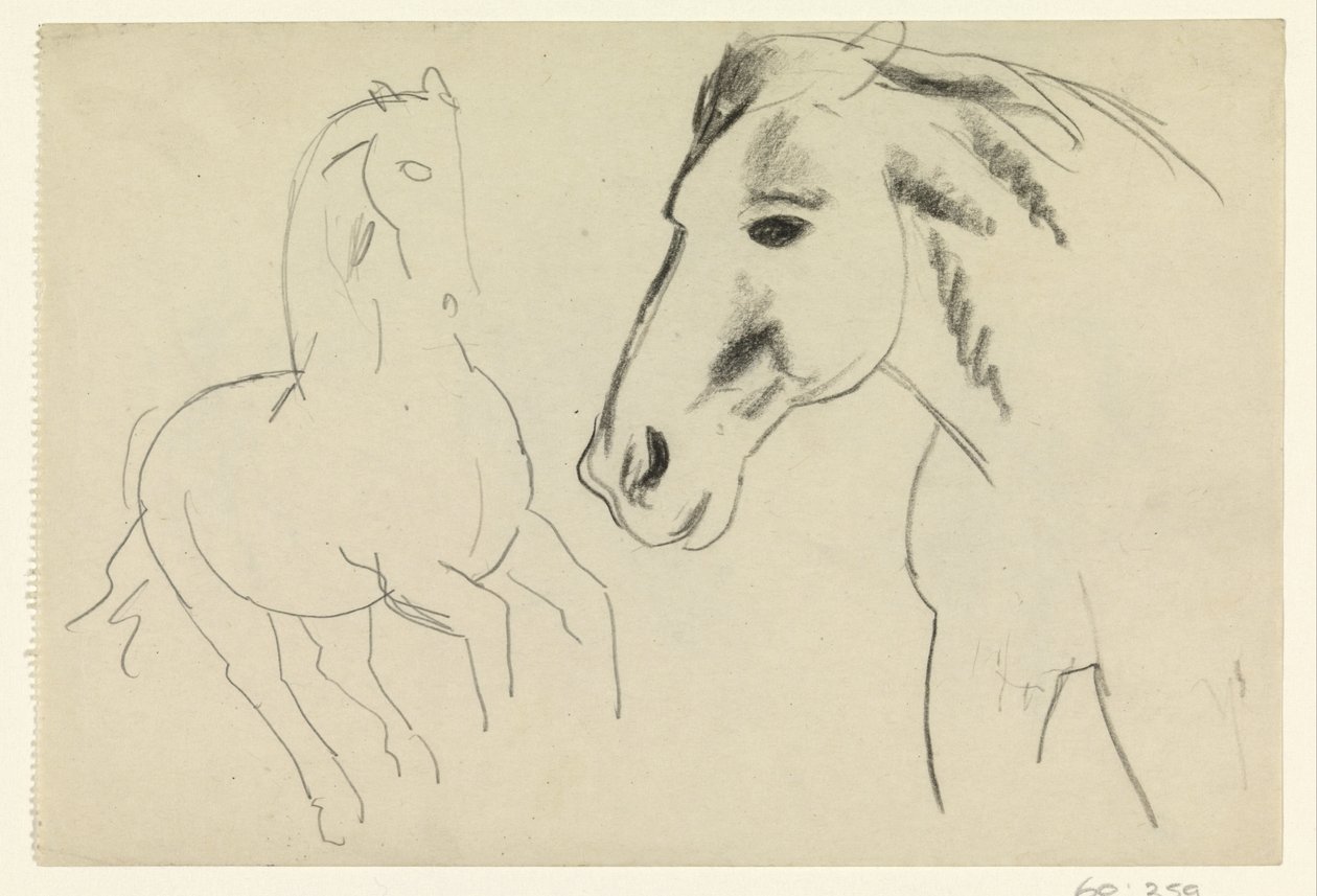 Vágtató ló és lófej alkotó: Leo Gestel