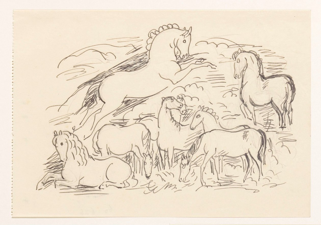 Tanulmányi lap nyolc lóval alkotó: Leo Gestel