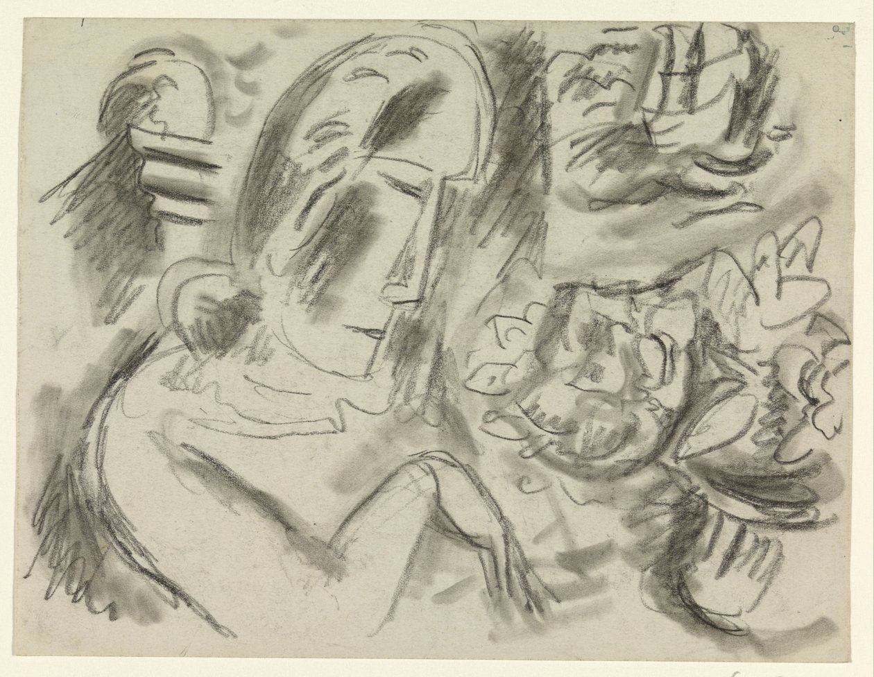 Nő egy csokor virággal alkotó: Leo Gestel