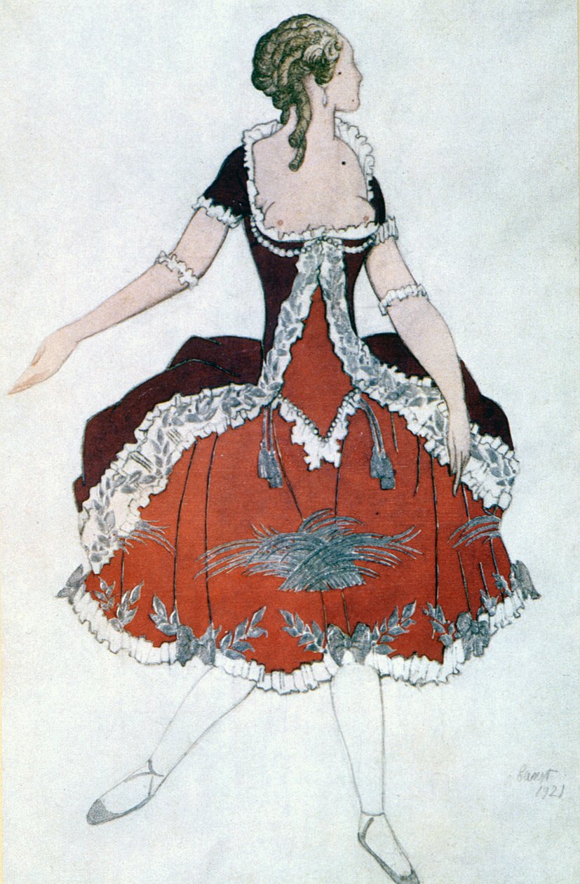 Jelmezterv az Aurora hercegnőhöz, a Csipkerózsika, 1921-ből alkotó: Leon Bakst