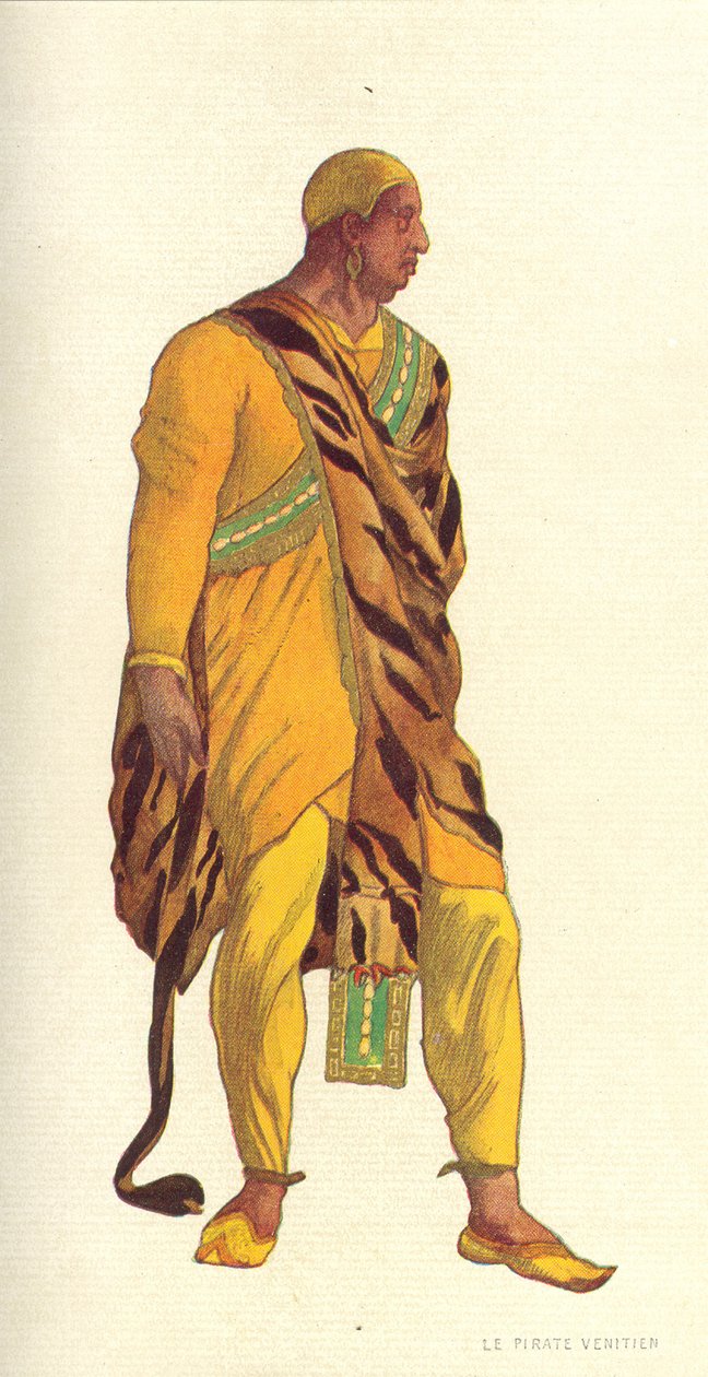 Jelmezterv egy velencei kalóznak a „József legendája” című filmben, 1914 (wc és gouache papíron) alkotó: Leon Bakst
