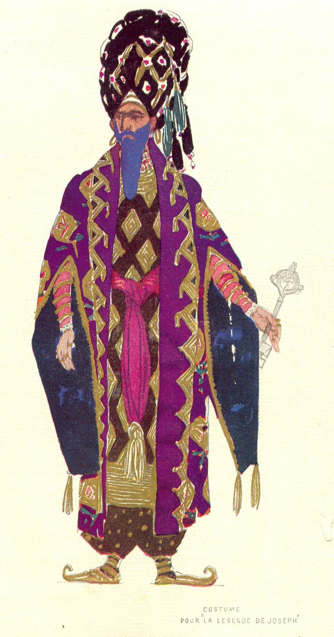 Jelmezterv a "József legendája" egyik szereplőjéhez, 1914 (wc és arany, papír) alkotó: Leon Bakst