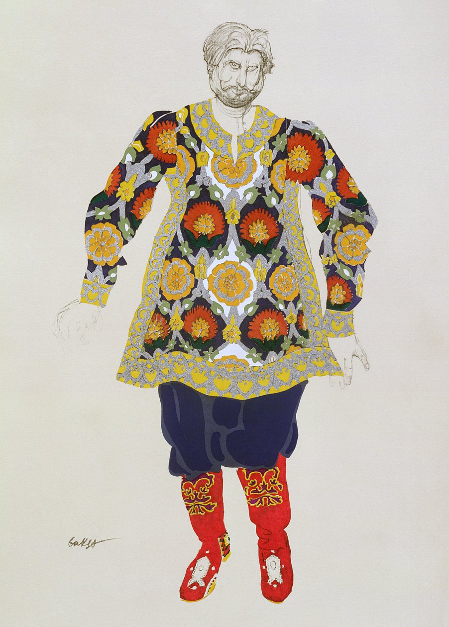 Férfi jelmeztervezés, Sadkoból, 1917 alkotó: Leon Bakst