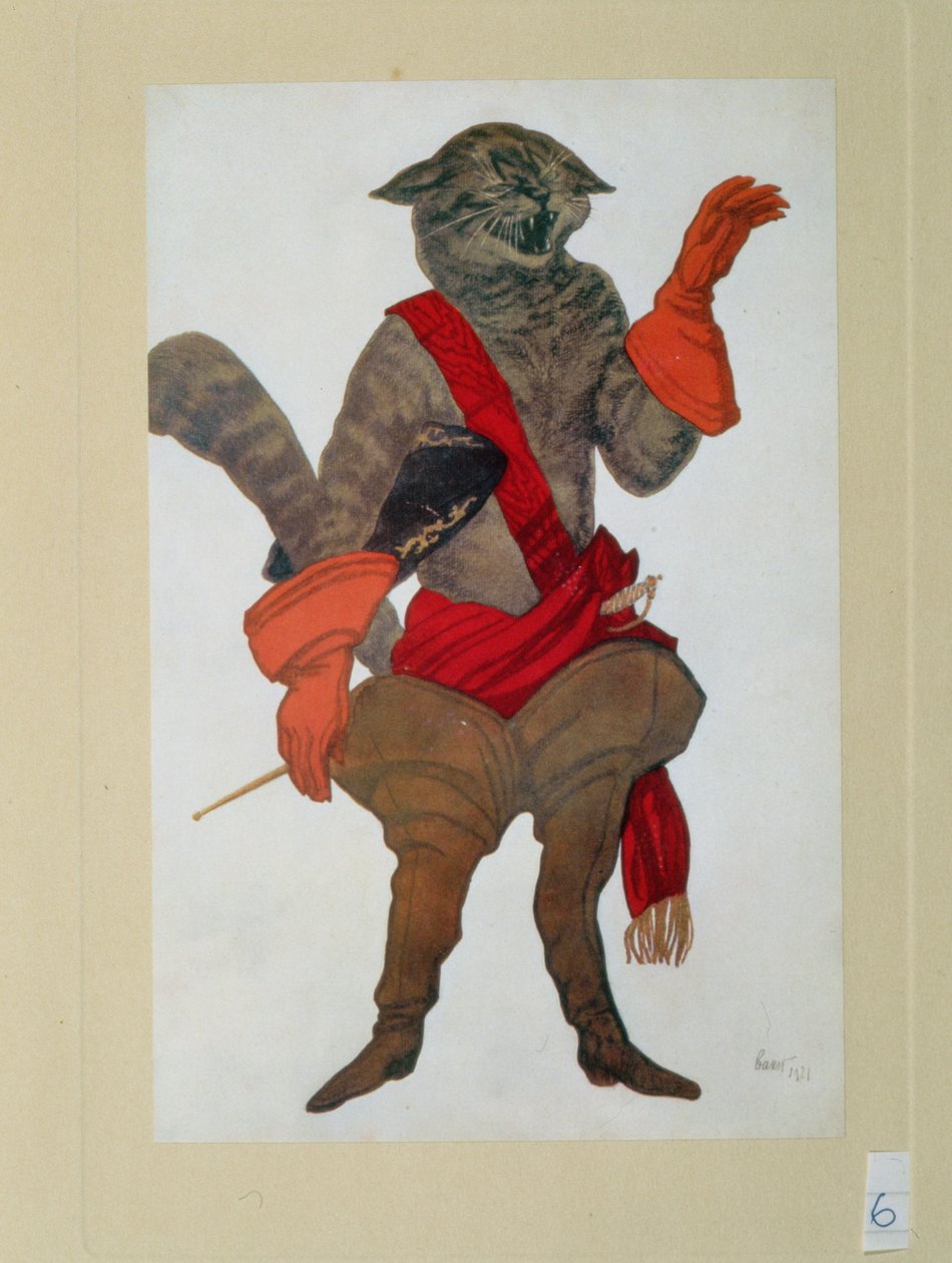 Csizmás cica, a Csipkerózsika című filmből, 1921 alkotó: Leon Bakst