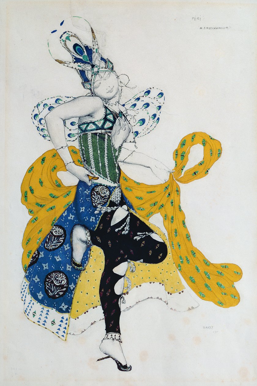 Vázlat a „La Peri” baletthez, Paul Dukas (1865-1935), 1911 (ceruza és gouache papíron) alkotó: Leon Bakst