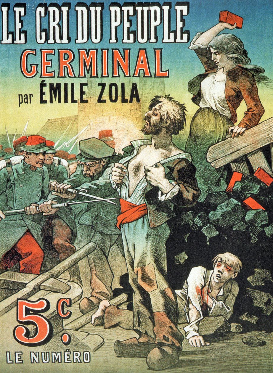 Emile Zola (1840-1902) "Germinal" című művének a "Le Cri du Peuple" című folyóiratban való megjelenését hirdető plakát. alkotó: Leon Choubrac