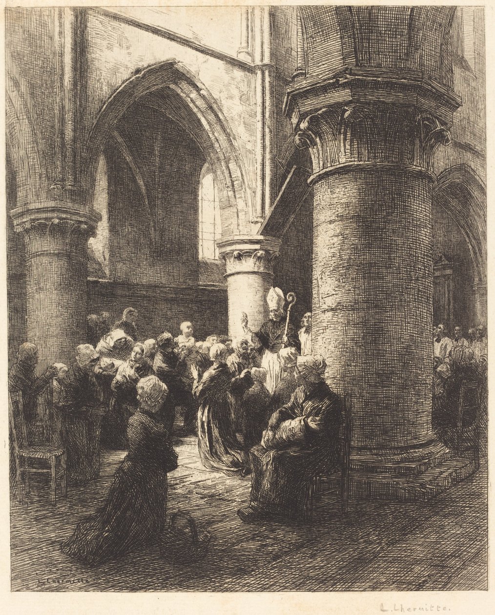 Püspöki látogatás alkotó: Leon Augustin Lhermitte
