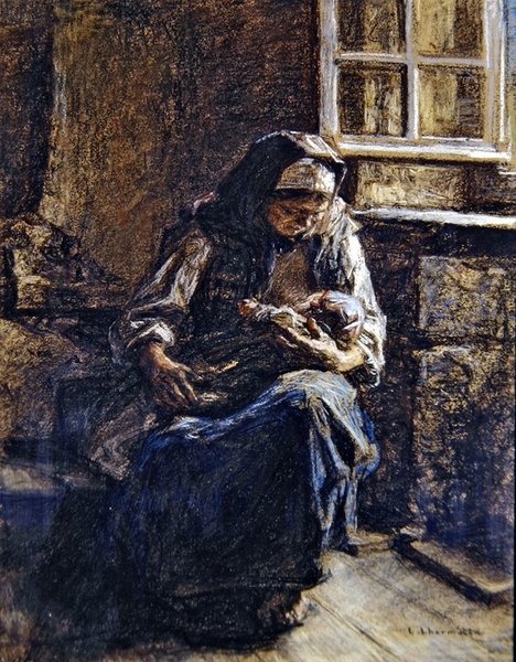Anya szoptatja gyermekét alkotó: Leon Augustin Lhermitte