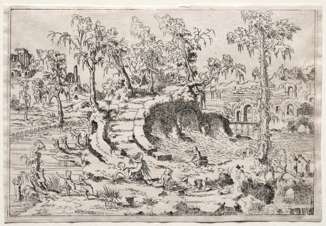 Táj Puttival, c. 1550. alkotó: Leon Davent