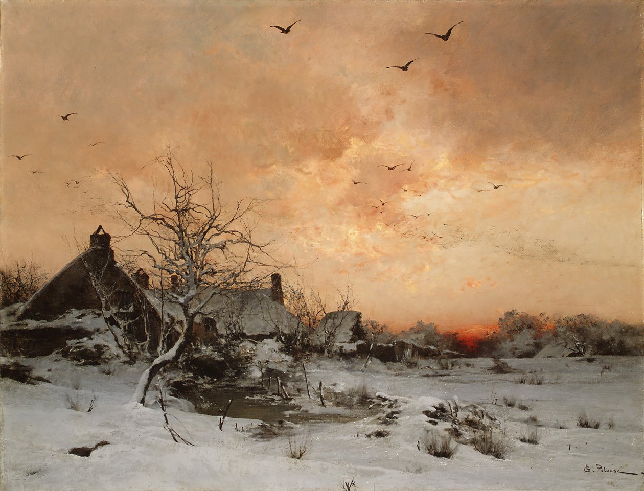 Január: Cernay, Rambouillet közelében. alkotó: Leon Germain Pelouse