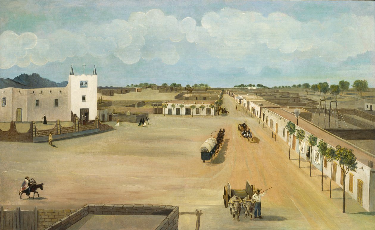 Régi Mesilla Plaza, kb. 1885-1886. alkotó: Leon Trousset