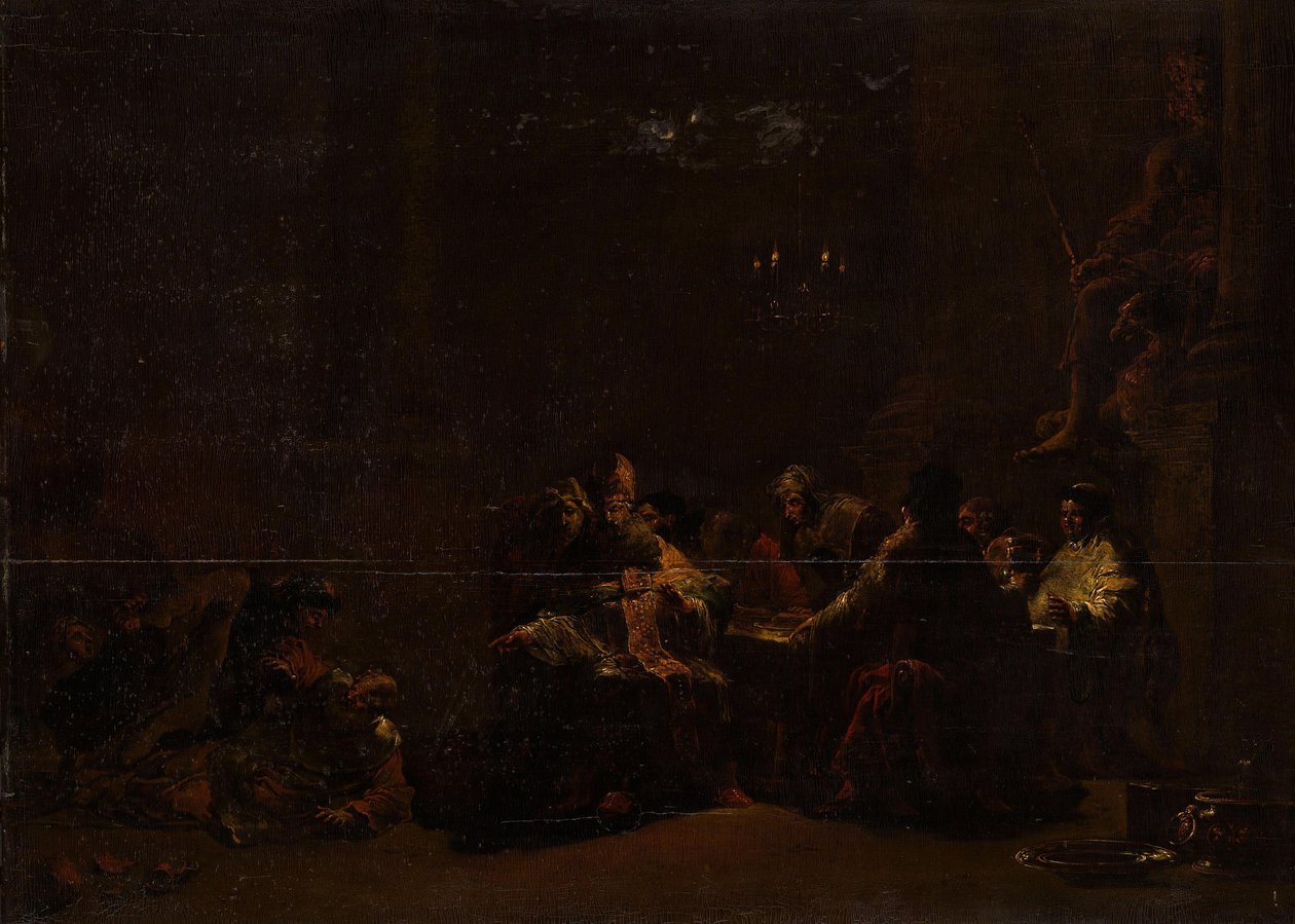 Pashur megöli Jeremiást a templomban alkotó: Leonaert Bramer