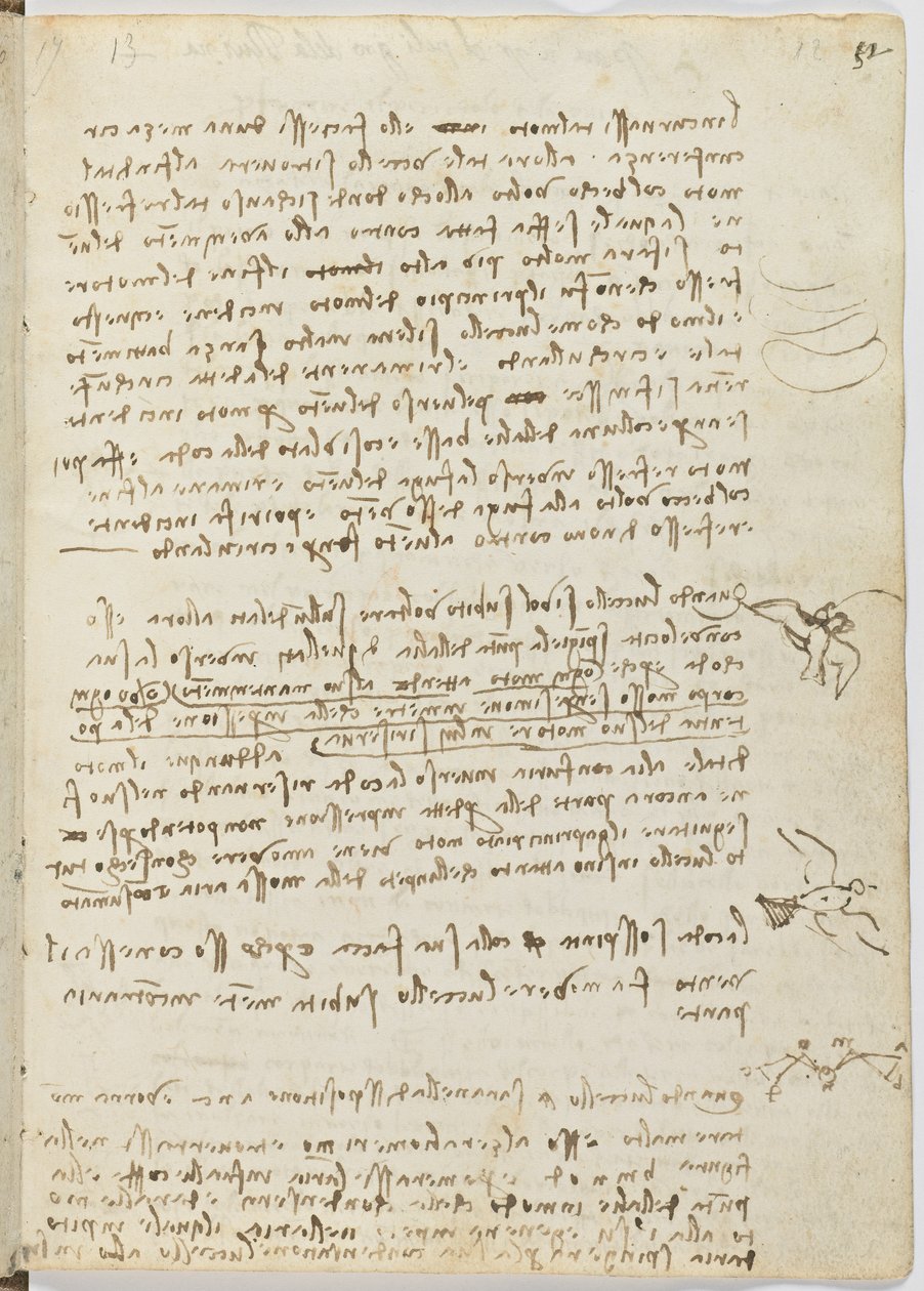 Birds Flight Code, c. 1505-06, papír kézirat, cc. 18, lap 12 recto alkotó: Leonardo da Vinci