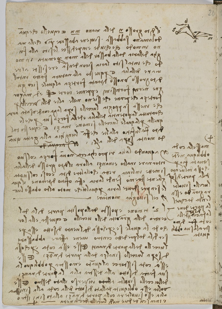 Madarak repülési szabályzata, 1505-06 körül, papír kézirat, cc. 18, 13. lap hátoldal alkotó: Leonardo da Vinci