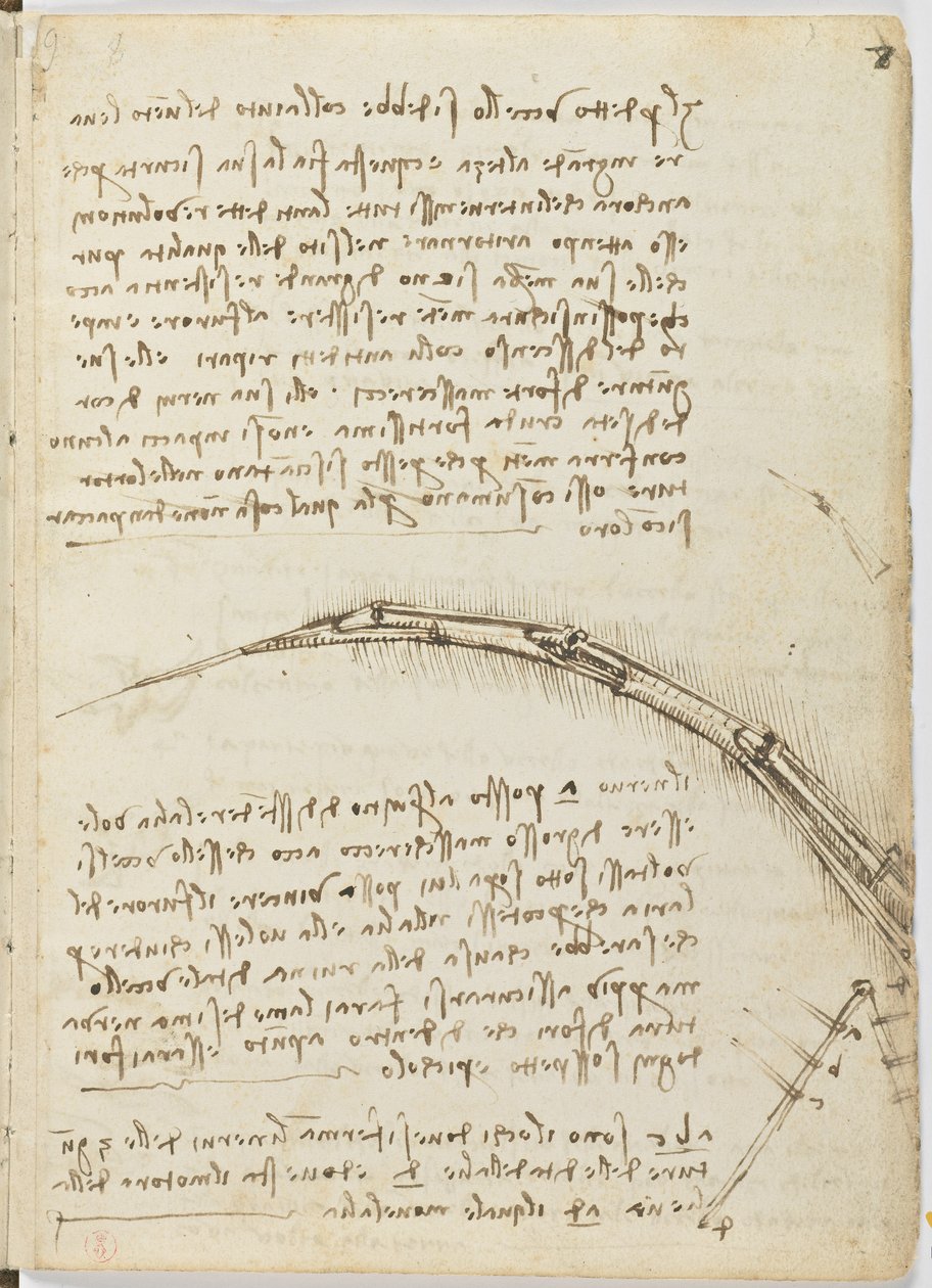 Birds Flight Code, c. 1505-06, papír kézirat, cc. 18, 7. lap recto alkotó: Leonardo da Vinci