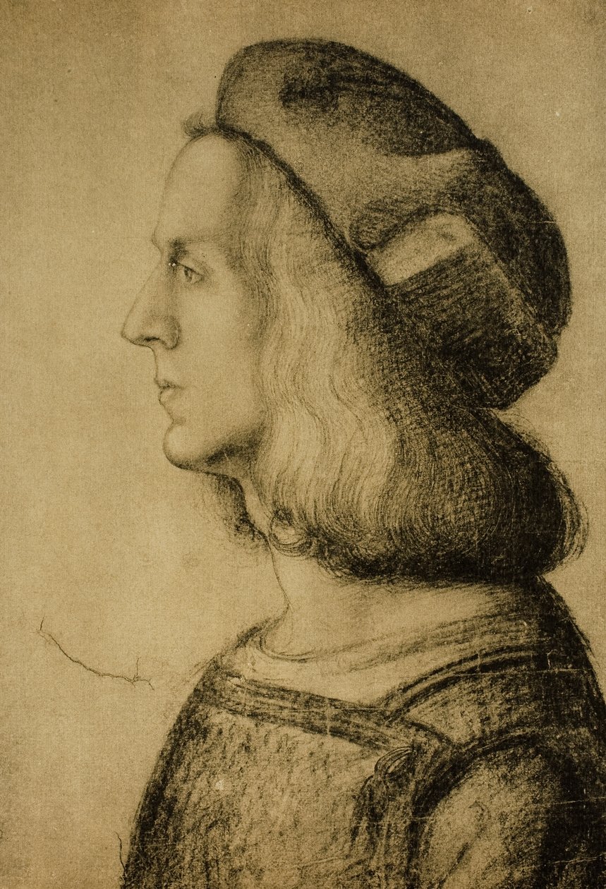 Egy férfi mellszobra profilban, Leonardo da Vinci rajza. Rajzok és nyomatok kabinetje, Uffizi Galéria, Firenze alkotó: Leonardo da Vinci