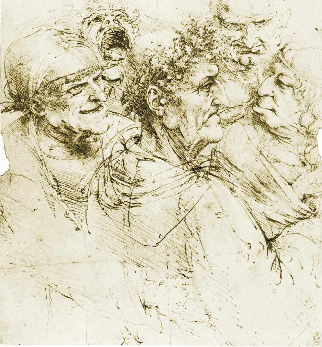 Groteszk fejek alkotó: Leonardo da Vinci
