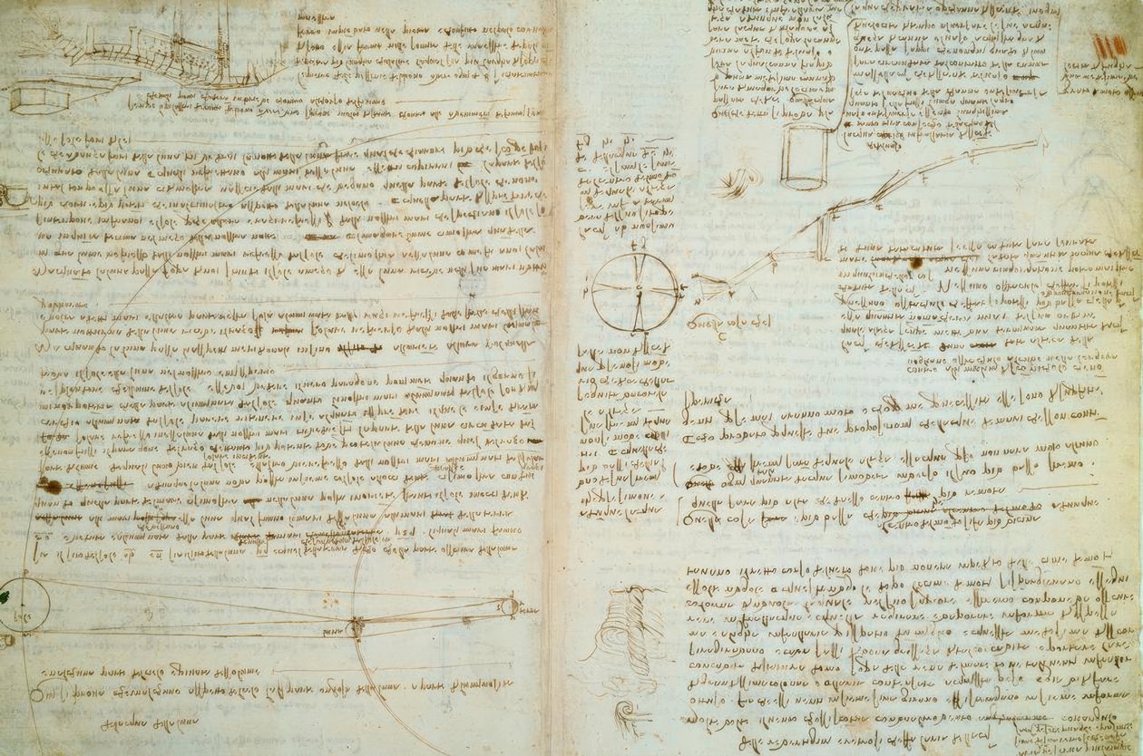 Leonardo da Vinci, oldalak a Cod. Hammerből alkotó: Leonardo da Vinci