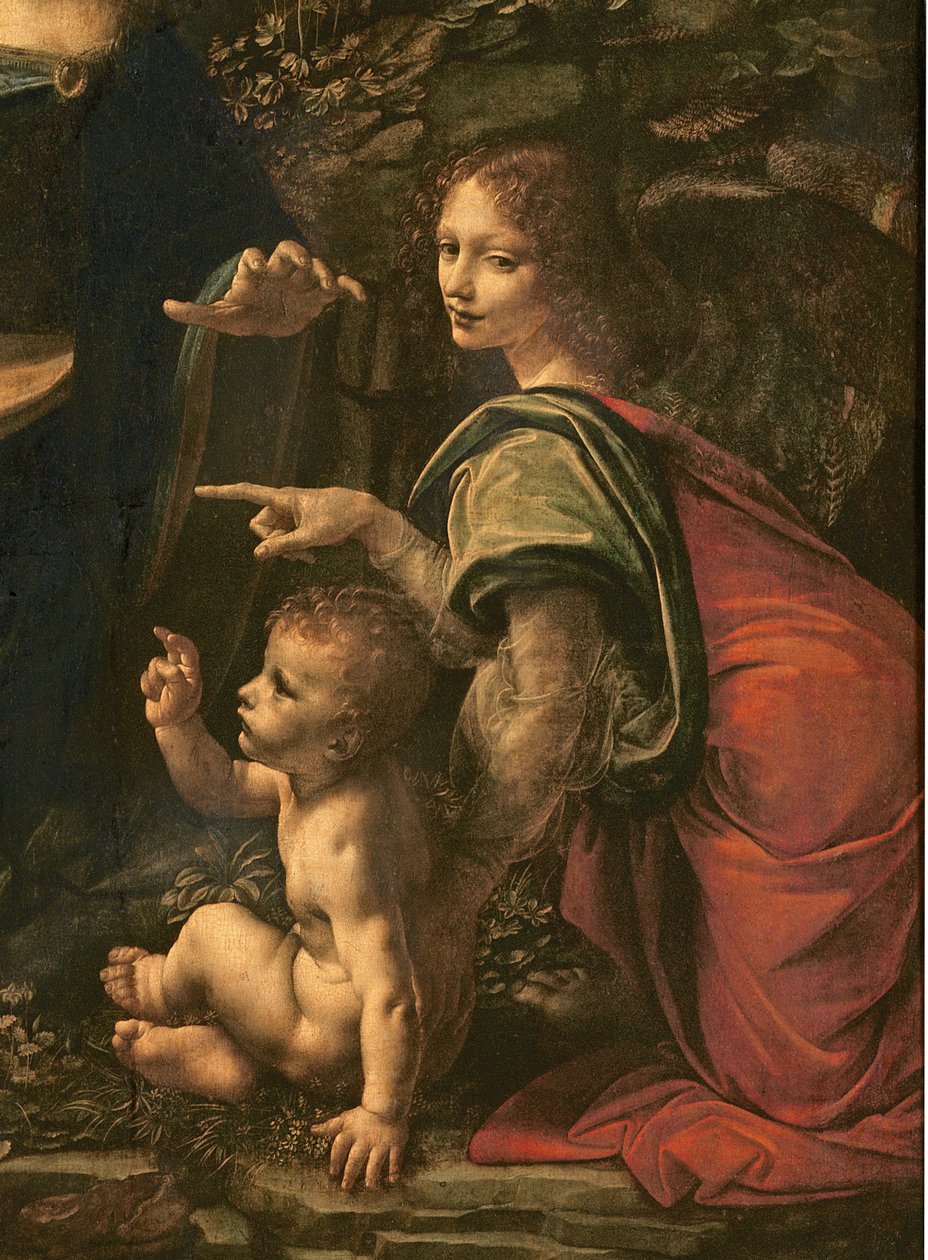 Sziklák Madonnája, Szent János és az angyal részlete, 1483-6 olaj, vászon alkotó: Leonardo da Vinci