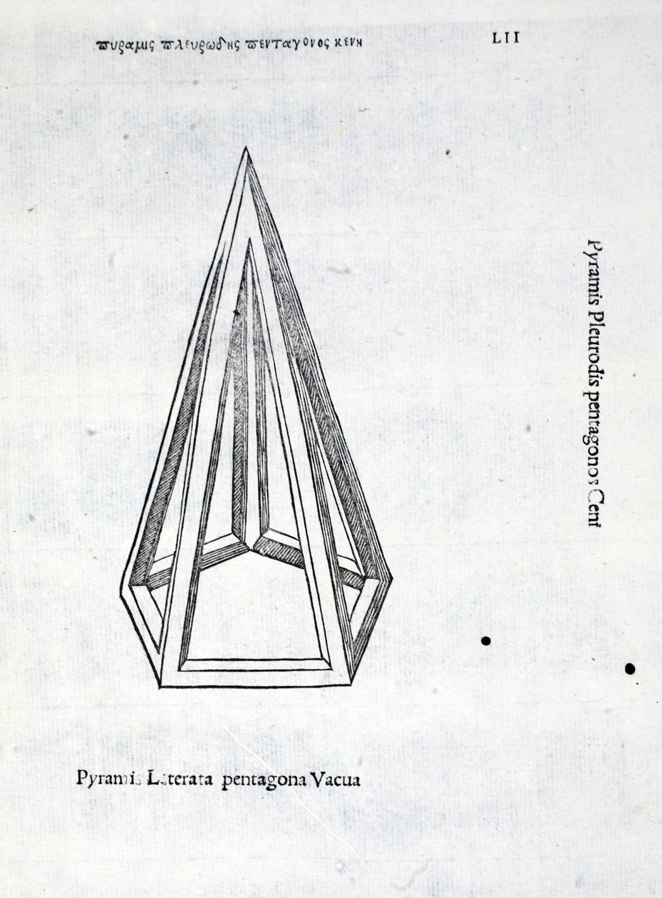 Üres ötszögletű piramis, Luca Pacioli (kb. 1445-1517) „Isteni arány” illusztrációja, eredetileg kocsma. Velence, 1509 alkotó: Leonardo da Vinci