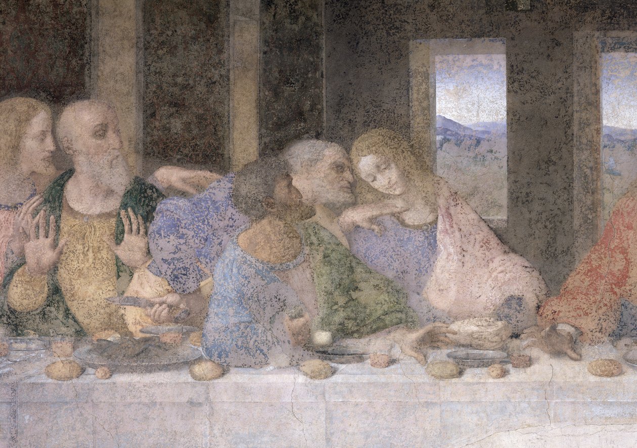 Az utolsó vacsora, 1495-97 (restauráció után) alkotó: Leonardo da Vinci