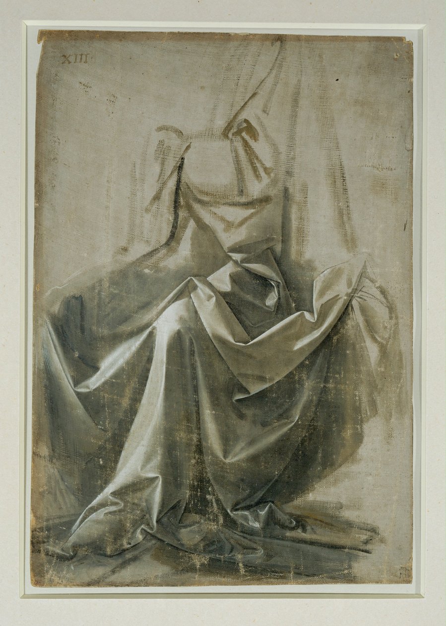 Drapéria egy ülő figurához ... alkotó: Leonardo da Vinci