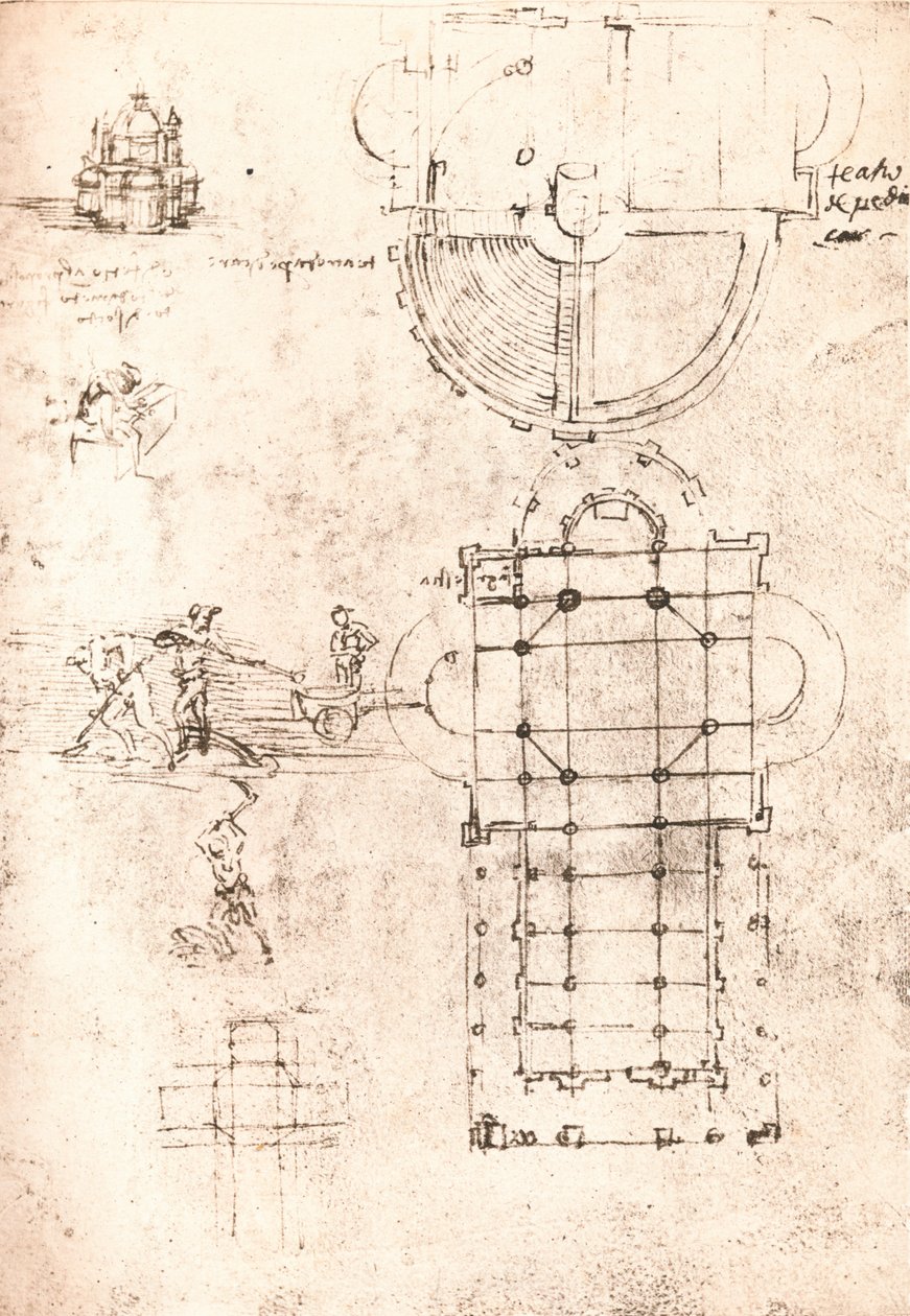 Templomok rajza, c1472-c1519 1883 alkotó: Leonardo da Vinci