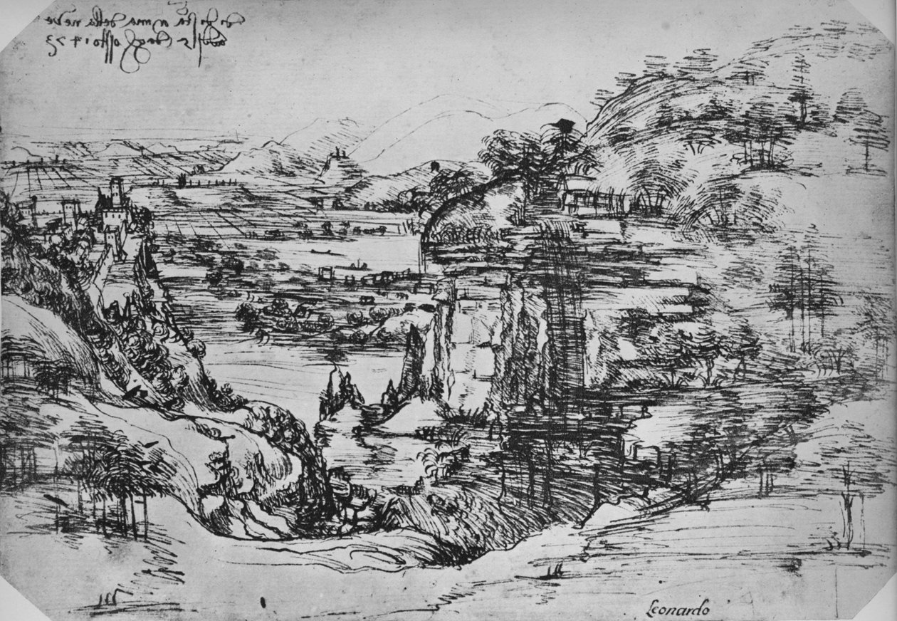 Táj, c1480 1945 alkotó: Leonardo da Vinci