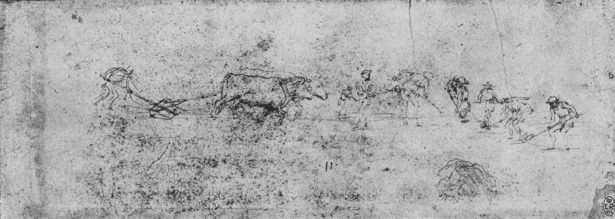 Szántó és ásó férfiak, c1480, 1945 alkotó: Leonardo da Vinci