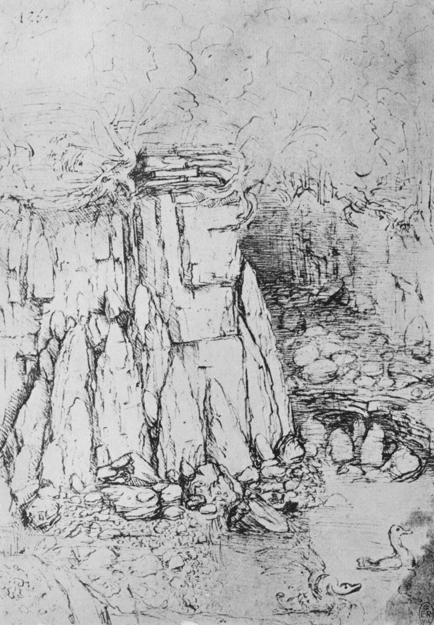 Sziklák és patak, c1480 1945 alkotó: Leonardo da Vinci